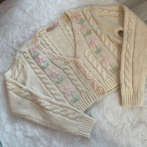 Lacemade Flower Embroidered Cardigan - size M